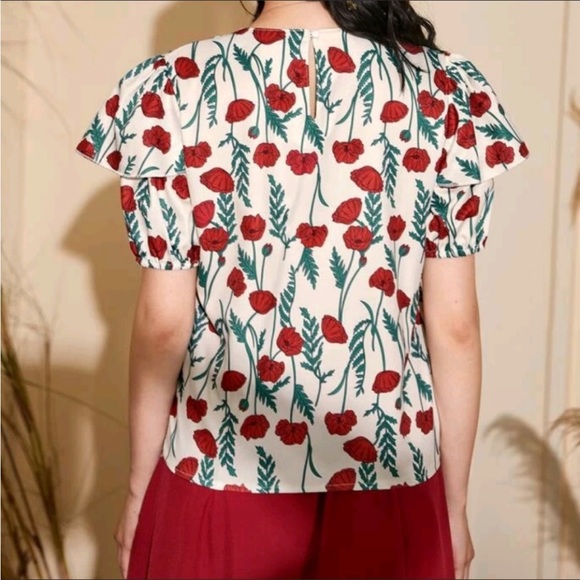 SHEIN Poppy Ruffle Keyhole Back Blouse - Picture 4 of 5